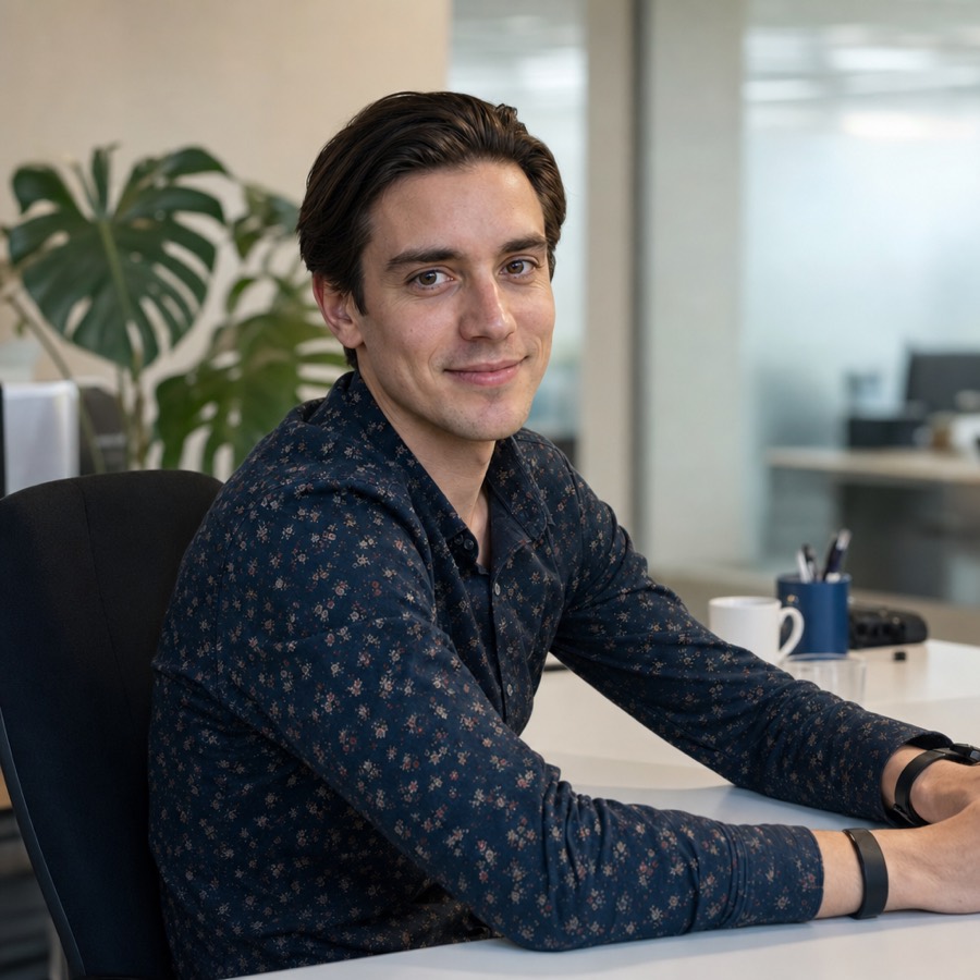 Ami, your onboarding manager, at his desk